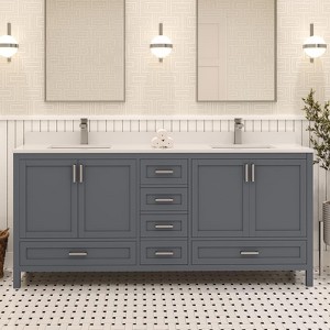 Rooh Solid Wood Bathroom Vanity with White Quartz Countertop & Undermount Sink | Handcrafted Luxury by Artisans - 1 of 4