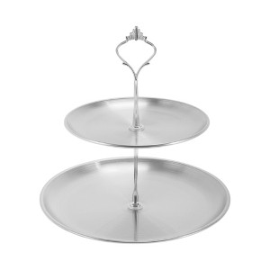 Unique Bargains 2 Tier Round Cup Cake Holder Tower with Tiered Serving Tray for Donuts Fruit 9.06"x9.06" - 1 of 4