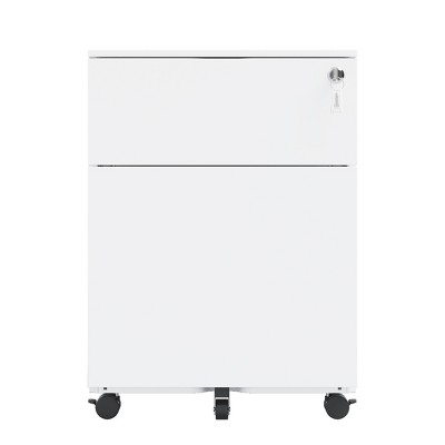 GlasFlength File Cabinets Drawer File Cabinet Rolling Filing Cabinet Mobile File Cabinet for Home Office, White, 15.35"*17.72"*21.18"