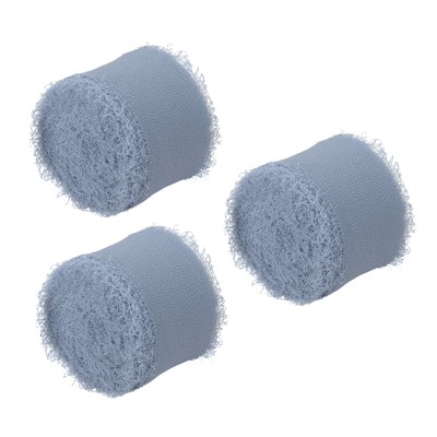 Unique Bargains DIY Crafts Party Gift Wrapping Fringe Chiffon Silk Ribbon 3 Rolls