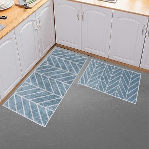 Sussexhome Non Skid Washable Kitchen Runner Rugs Set of 2 - Multipurpose Low Pile Area Rugs for Laundry Room, Entryway, Bathroom - Set of 44 x 24 and 31.5 x 20 Inches Throw Mats - 1 of 4