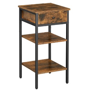 VASAGLE Tall Nightstand, Bedside Table with Drawer and Shelfs, End Table, Telephone Table - 1 of 4