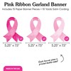 Big Dot of Happiness Pink Ribbon Garland Banner, Breast Cancer Awareness Support Decor, 30 Feet of Cord, 15 Double-Sided Pink Ribbon Pieces - 3 of 4