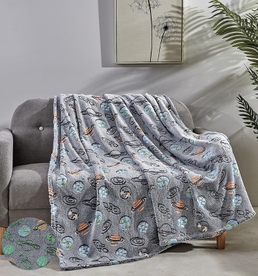 GoodGram Space Adventures Rocket Ships Planets Glow In The Dark Ultra Soft Plush Fleece Accent Throw Blanket 50 In. X 60 In