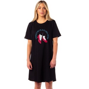 The Wizard of Oz Women's There's No Place Like Home Pajama Nightgown Black - 1 of 4