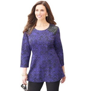 Catherines Women's Plus Size Black Label Peplum Top - 1 of 4