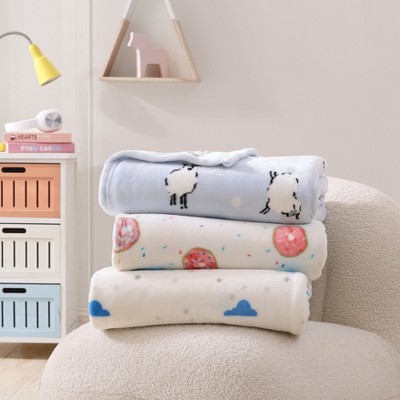 Cozy Fleece Toddler Unisex Reversible Throw Blanket in Blue