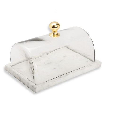 Classic Touch Rectangular Marble Cake Dome with Gold Branch Knob - image 1 of 3