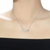 "White Gold Plated Bar Necklace Adorned with Lab-Created Colored Cubic Zirconia – A Chic and Vibrant Jewelry Piece" - 2 of 3