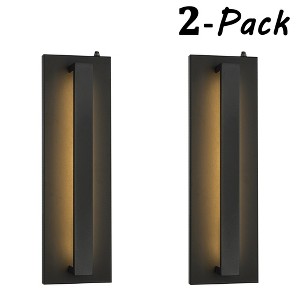 ALOADECOR 1-Light H20 in Minimalist Modern Linear Integrated LED Outdoor Wall Sconce with Dusk to Dawn in Matte Black for Porch Patio (¨2 Pack) - 1 of 4