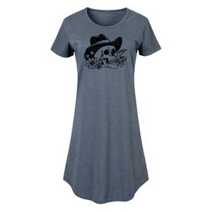 Women's - Instant Message - Cowboy Skull Graphic T-shirt Dress - 1 of 4
