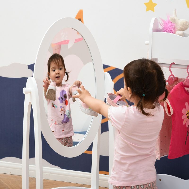 HOMCOM Full Length Mirror for Children, Adjustable to be Viewed From Multiple Angles Dress-up and Make-up, White, 5 of 9