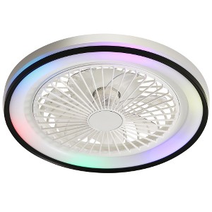BestParts 15" Ultra-Thin Ceiling Fan with Reversible Color Panels - Quiet 3-Speed Motor, Dimmable LED Light - 1 of 4