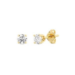 Gilded Lab-Grown Diamond 10KT White Gold & Yellow Gold Stud Earrings for Women, Round Cut, 1/5, 1/4, 1/3, 3/8, 1/2, 3/4, 1 Carat Total Weight - 1 of 4