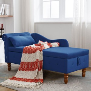 Traditional Tufted Ottoman Bench with Hidden Storage and Rolled Armrest for Bedroom or Living Room -3irtyhousy - 1 of 4