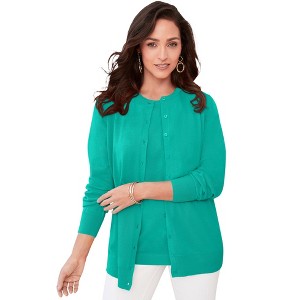 Jessica London Women's Plus Size Fine Gauge Cardigan - 1 of 4