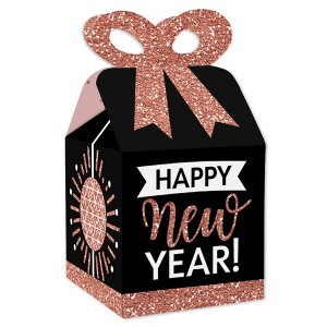 Big Dot of Happiness Rose Gold Happy New Year - Square Favor Gift Boxes - New Years Eve Party Bow Boxes - Set of 12 - 1 of 4