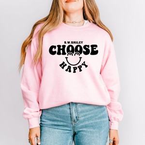 Simply Sage Market S.W.Smiley Choose Happy Bold Smiley Face Sweatshirt - 1 of 4