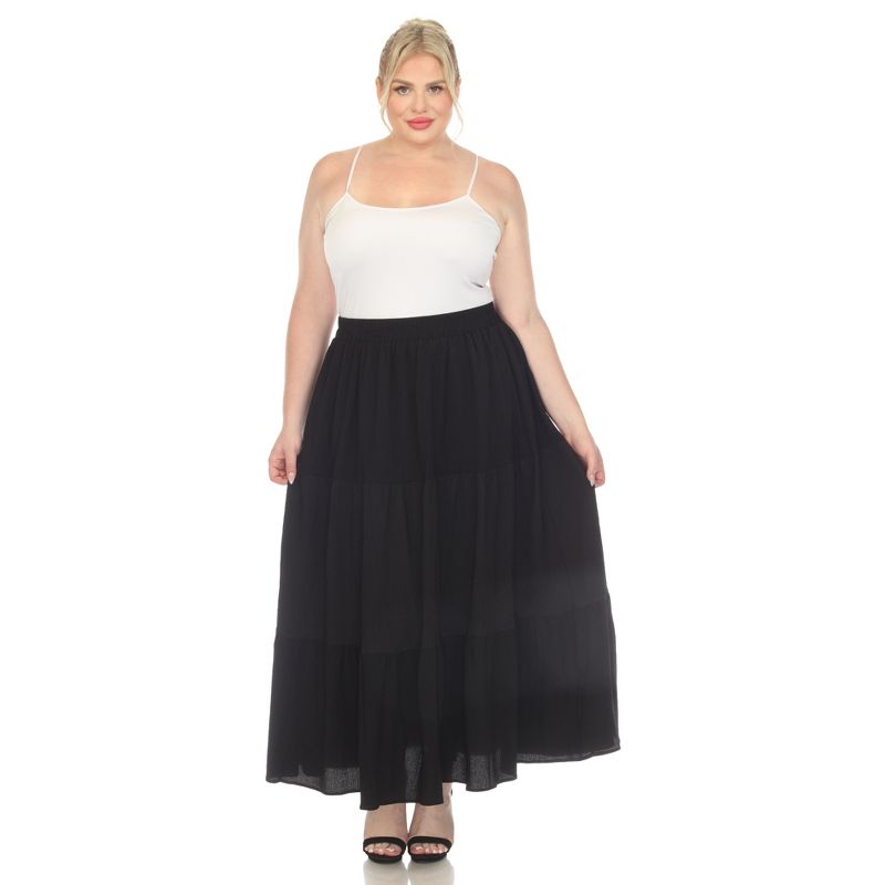 Plus Size Pleated Tiered Maxi Skirt, 5 of 6