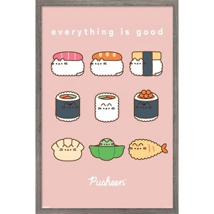 Trends International Pusheen: Bento Box - Everything Is Good Sushi Grid Framed Wall Poster Prints - 1 of 4
