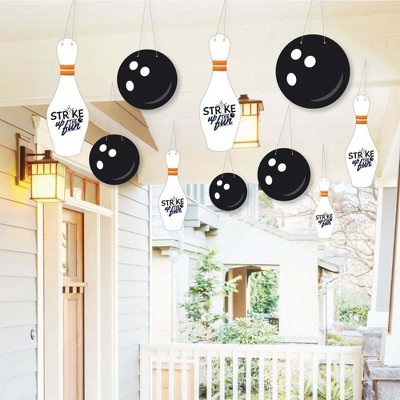 Big Dot of Happiness Hanging Strike Up the Fun - Bowling - Outdoor Hanging Decor - Baby Shower or Birthday Party or Decorations - 10 Pieces