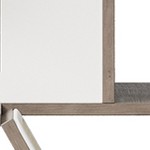 oak cat litter cabinet + light grey cat tree