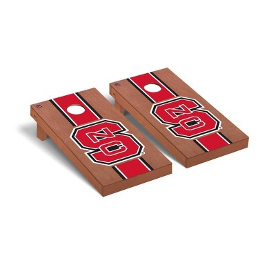 NCAA NC State Wolfpack Premium Cornhole Board Rosewood Stained Stripe Version