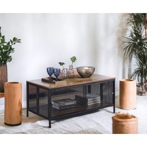 Winam Antique Oak & Black Finish Coffee Table - 1 of 1
