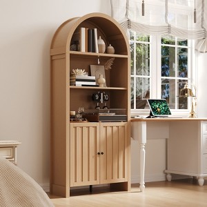 Bella Depot 71" Tall Farmhouse Arched Bookshelf with Storage Cabinet - 1 of 4