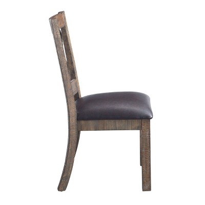Raphaela Black Faux Leather and Weathered Cherry Side Chair