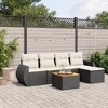 vidaXL Patio Sofa Set with Cushions Outdoor Furniture 6 Piece Poly Rattan - Black and Cream - 2 of 4