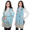 Anna-Kaci Women's Lightweight Floral Birds Print Scarf Cotton Linen Shawls Wrap Scarves - 3 of 4