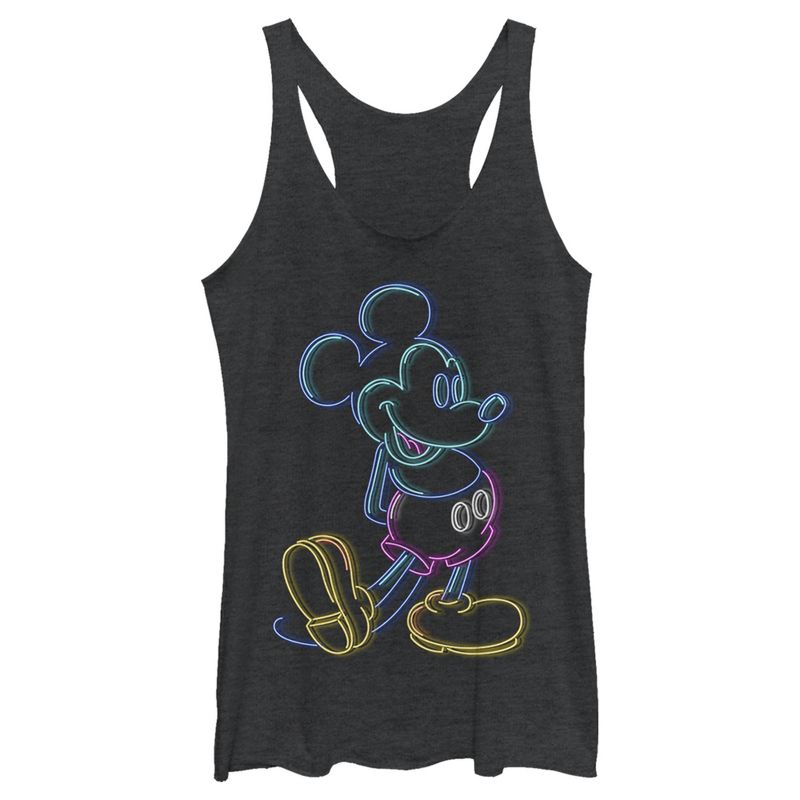 Women's Mickey & Friends Bright Neon Mickey Mouse Outline Racerback Tank Top, 1 of 5