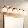Regency Hill Mencino Modern Wall Light Warm Brass Hardwire 35 1/4" 5-Light Fixture Etched Opal Glass Shade for Bedroom Bathroom Vanity Living Room - 2 of 4