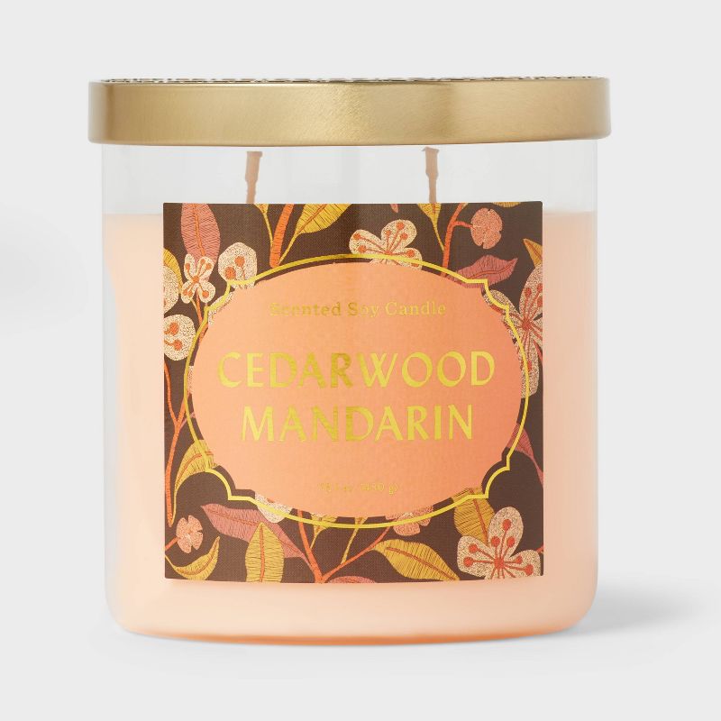 15.1oz Lidded Glass Jar 2-Wick Candle Cedarwood Mandarin - Opalhouse&#8482;, 1 of 7