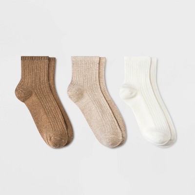 Women's 3pk Pointelle Stitch Ankle Socks - Universal Thread™ Brown ...