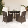 vidaXL 5 Piece Patio Dining Set with Cushions - Brown Reclining Poly Rattan Outdoor Garden Dining Furniture - Adjustable Backrest - 2 of 4