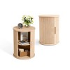 Fluted Round End Table for Living Room or Bedroom, Nightstand with Sliding Tambour Door - 4 of 4