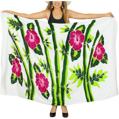 LA LEELA Women's Beach Bikini Swimwear Cover up Wrap Skirt Bathing suit Summer Wraps Sarong Swimsuits for Women One Size White, Floral