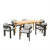 Christopher Knight Home Pula 7 Piece Outdoor Acacia Wood and Aluminum Dining Set with Umbrella Hole and Cushions - 2 of 4