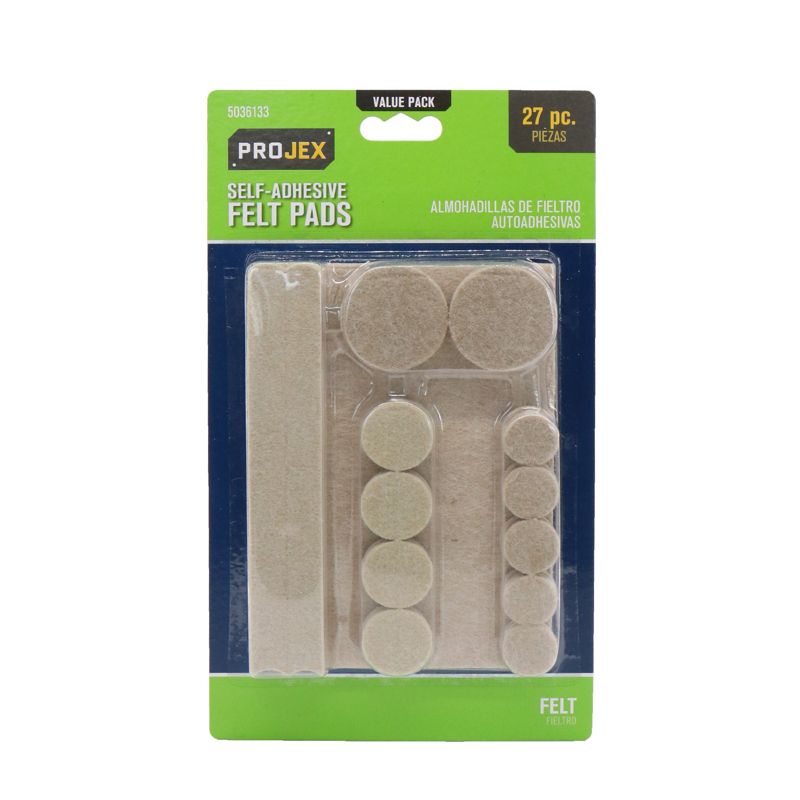 Projex Felt Self Adhesive Surface Pad Brown Round 6 in. W 27 pk, 1 of 3