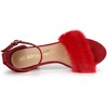 Allegra K Women's Faux Fur Buckle Closure Ankle Strap Block Heels Sandals - 4 of 4