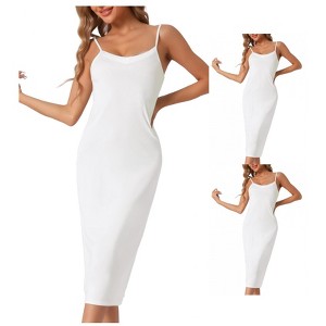 cheibear Women's Modal V Neck Adjustable Spaghetti Strap Chemise Sleep Dress - 1 of 4