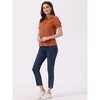 INSPIRE CHIC Women's Short Sleeve Button Down Peter Pan Collar Blouse - 2 of 4