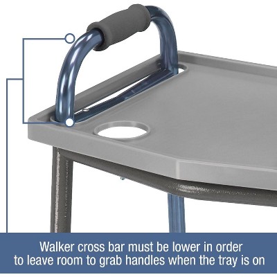 DMI Walker Tray with Cup Holders, Portable & Multipurpose, Fits Most Folding Walkers, Gray