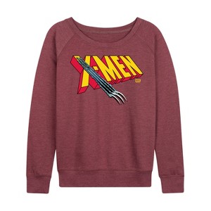 Women's - Marvel - Xmen Claw Rip Lightweight French Terry Wide Neck Long Sleeve Graphic Shirt - 1 of 4