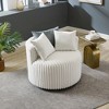 Wide Wale Corduroy Upholstered Plush Barrel Accent Chair with Wheels, Pillow Back and Cozy Seating for Living Room - 2 of 4