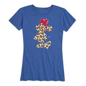Women's - Disney - Minnie Mouse Leopard Print Silhouette Short Sleeve Graphic T-Shirt - 1 of 4