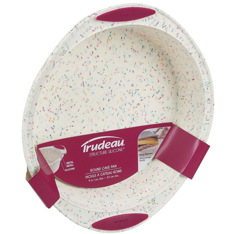Trudeau Structure Silicone 9-Inch Round Cake Pan, Confetti/Fuchsia, 2 of 3