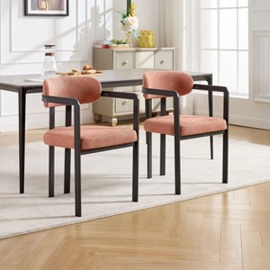 Sapphtopaz Dining Chairs Set of 2 Modern Boucle Upholstered Kitchen Dining Chairs with Black Metal Legs Living Room Chairs for Kitchen, Bedroom - 1 of 4
